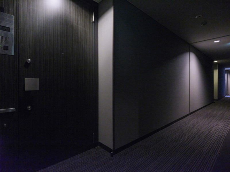 エレベーターを降りてお部屋へと続く廊下は、ホテルライクな内廊下設計です。外気の影響を受けにくく、プライバシーも守られやすいです。