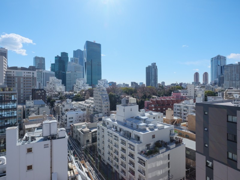 空へと繋がるスマートなビル群のシルエットに都心の刺激を間近に感じながらも、青々とした空を眺めリラックスできるバルコニーです。