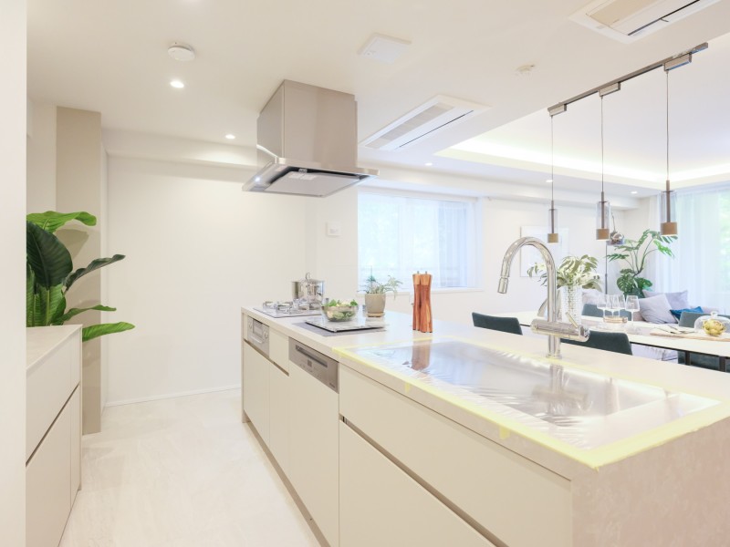 回遊性の高いアイランドキッチンにはMile製の食洗器を搭載しています。デザイン性や機能性を兼ね備えた、暮らしに寄り添った空間です。