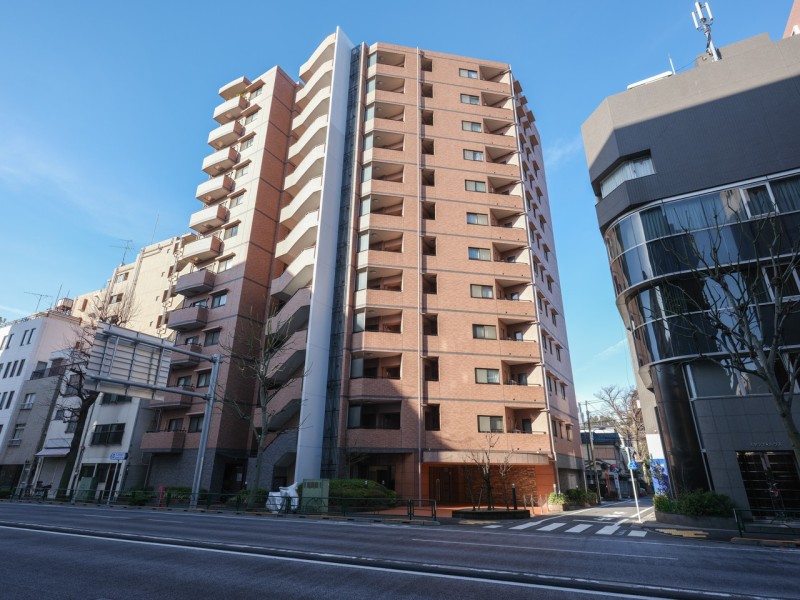 3駅3路線が利用可能の交通便利なロケーション！品位と風格のある新宿区内藤町アドレスに佇む茶色のタイルが特徴の外観です。