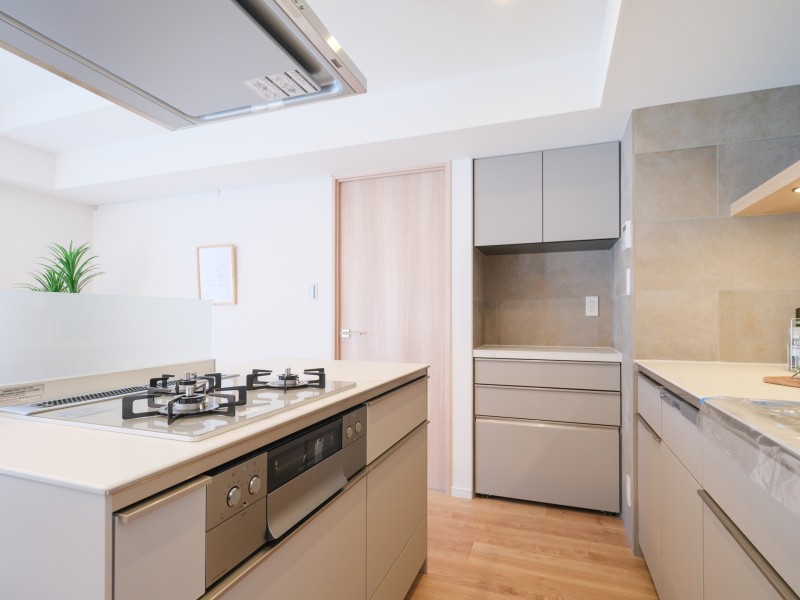 LIXIL製セパレート型のアイランドキッチンを採用しています。作業スペースにもゆとりがあり、ご家族ならんでのお料理も可能です。家事時短に便利な食器洗い機を搭載しています。